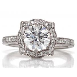 Platinum Diamond Deco Halo Cluster Ring TDW 1.40ct image