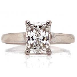 Platinum Radiant Diamond Solitaire Ring TDW 1.51ct image
