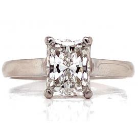 Platinum Radiant Diamond Solitaire Ring TDW 1.51ct image