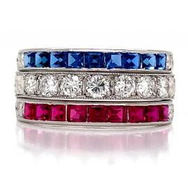 Platinum Diamond Synthetic Ruby Cubic Zirconia Ring TDW 0.42ct image