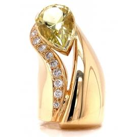 18ct Yellow Beryl Diamond Dress Ring TDW 0.54ct image