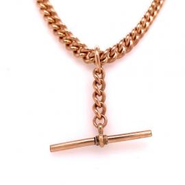 9ct Rose Gold 53cm Graduated Curb Fob Chain image
