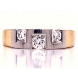 18ct Two Tone Three Diamond Ring TDW 0.35ct image