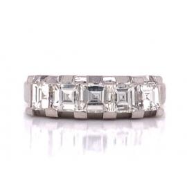 Platinum Five Carre Cut Diamond Ring TDW 1.53ct image