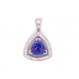 18ct White Gold Tanzanite Diamond Pendant TDW 0.15ct image