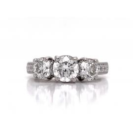 Platinum Three Diamond Ring TDW 1.78ct image