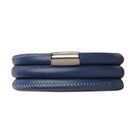 Triple Navy Leather Bracelet image