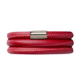 Triple Red Leather Bracelet image