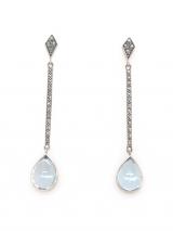 Sterling Silver Blue Topaz Marcasite Drop Earrings image