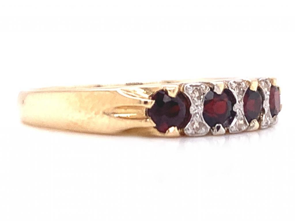 9ct garnet & diamond bridge ring