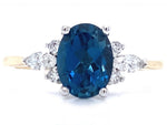 Load image into Gallery viewer, 9ct London Blue Topaz Diamond Ring TDW 0.14ct
