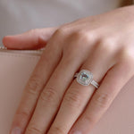 Load image into Gallery viewer, 9ct White Gold Aquamarine Diamond Halo Ring TDW 0.33ct
