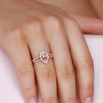 Load image into Gallery viewer, 9ct Rose Gold Pear Shape Morganite Diamond Halo Ring TDW 0.25ct
