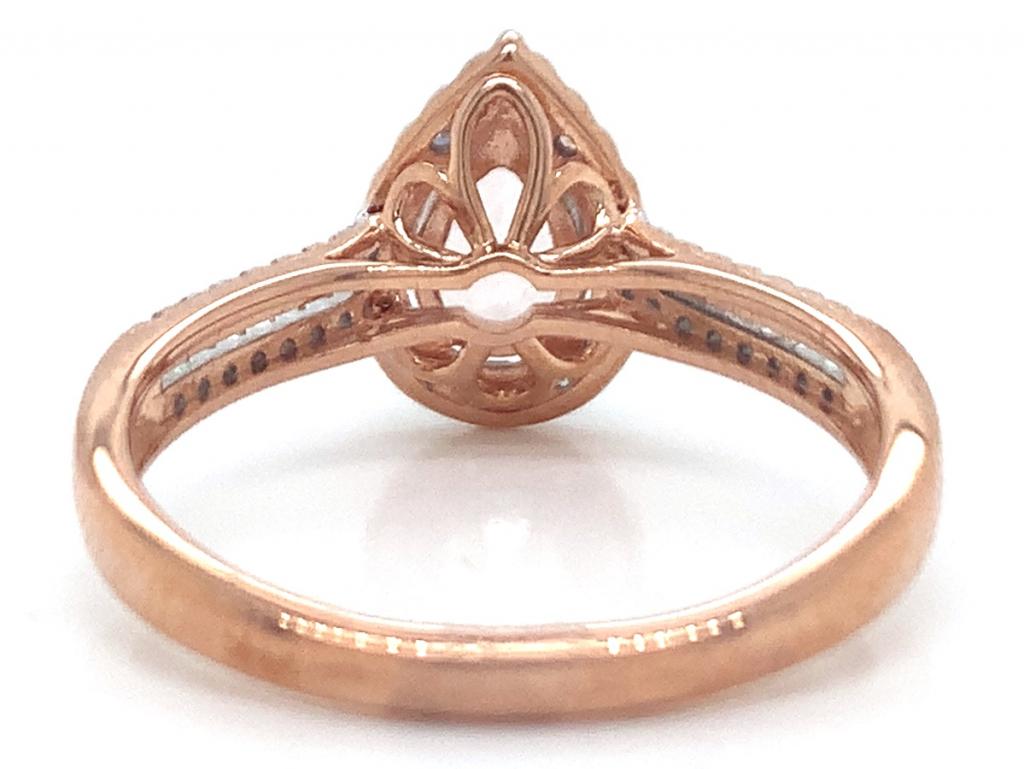 9ct rose gold pear shape morganite diamond halo ring tdw 0