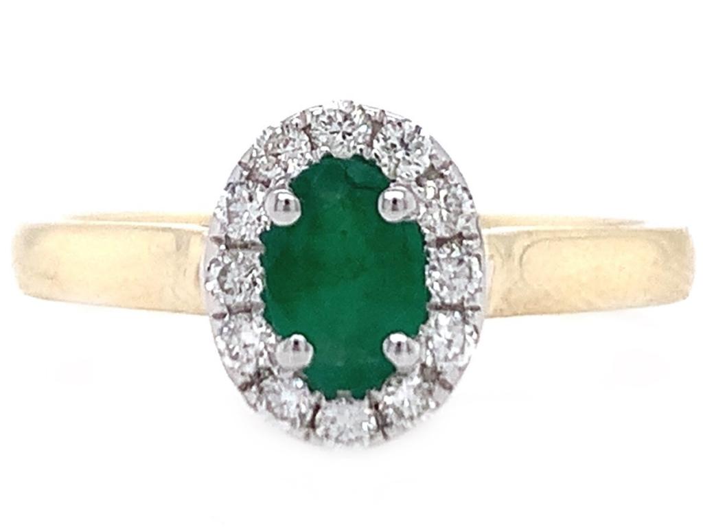 9ct Emerald Diamond Cluster Ring TDW 0.17ct