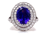 Load image into Gallery viewer, 18ct Two Tone Tanzanite Diamond Oval Cluster Ring TDW 1.08ct
