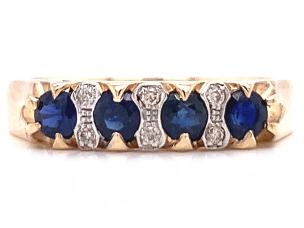 9ct Sapphire & Diamond Bridge Ring
