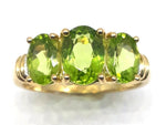 Load image into Gallery viewer, 9ct 3 Peridot Diamond Ring
