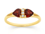 Load image into Gallery viewer, 9ct Garnet Diamond Hearts Ring
