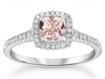 Load image into Gallery viewer, 9ct White Gold Morganite Diamond Cluster Ring
