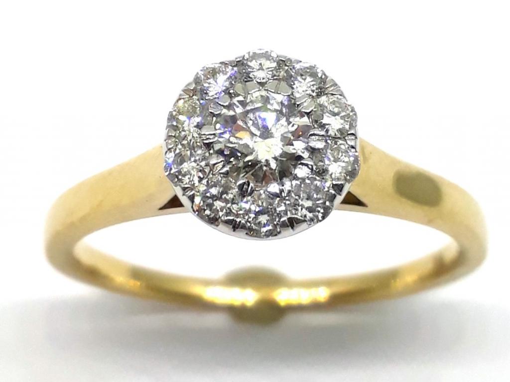 090959 9ct diamond halo cluster ring tdw 0