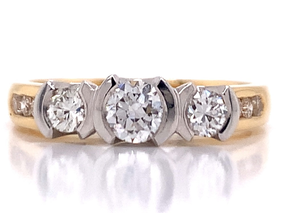 18ct Three Diamond Semi Rubset Ring TDW 0.77ct