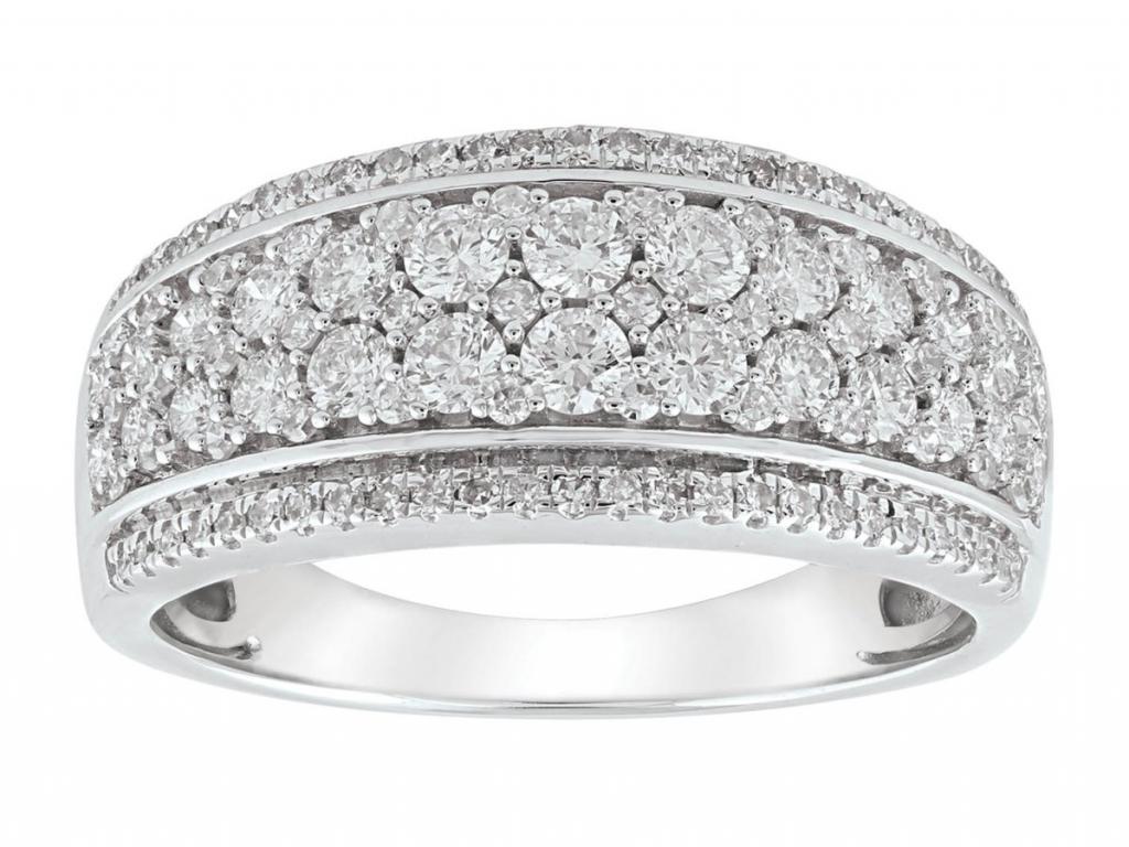 091196 18ct white gold multi diamond wide ring tdw 1