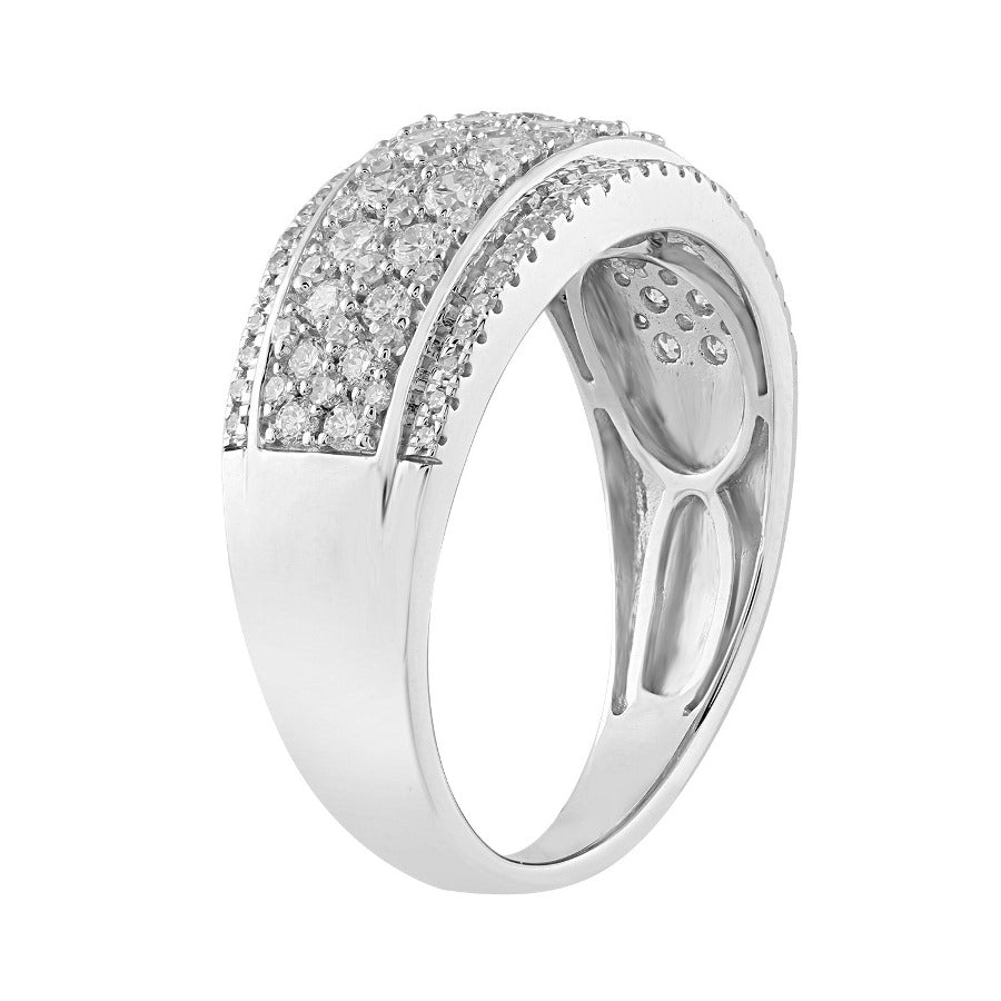 18ct white gold multi diamond wide ring tdw 1