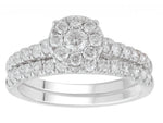 Load image into Gallery viewer, 18ct White Gold Diamond Cluster Bridal Set Rings TDW 1.00ct
