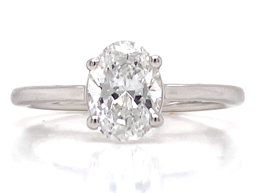 091215 18ct white gold oval lab grown diamond solitaire ring tdw 1
