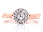 Load image into Gallery viewer, 9ct Rose Diamond Halo Cluster Ring TDW 0.22ct
