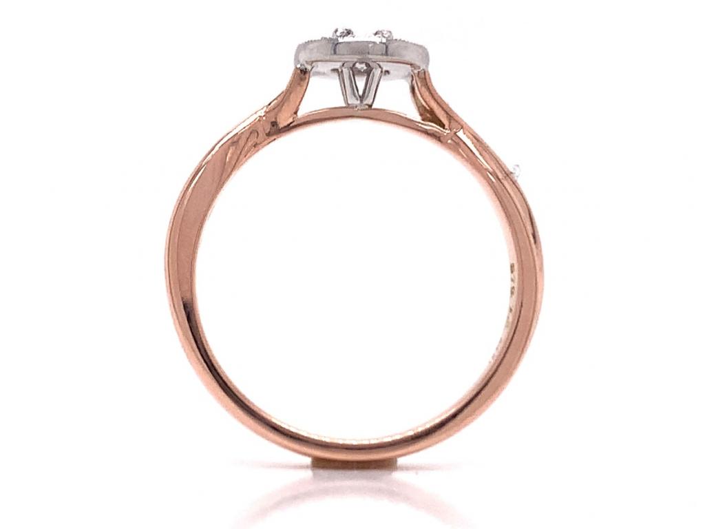 9ct Rose Diamond Halo Cluster Ring TDW 0.22ct