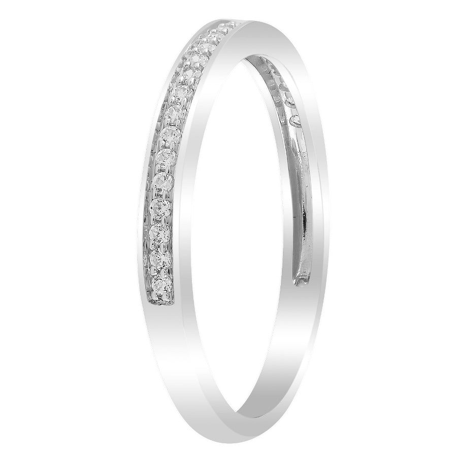9ct White Gold Diamond Bead Set Channel Ring TDW 0.15ct