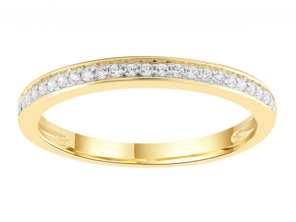100407 9ct yellow gold diamond bead set channel ring tdw 1