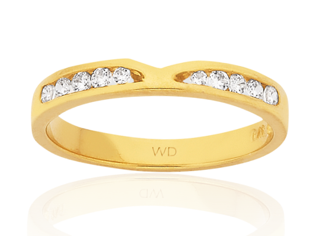 9ct Diamond V Shaped Cut Out Eternity Ring