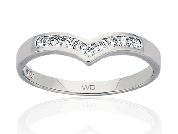 9ct White Gold Diamond V Shaped Eternity Ring