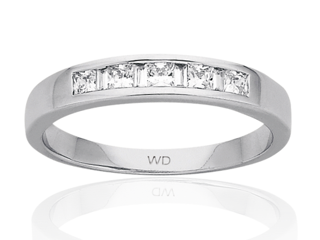 9ct White Gold Princess/Baguette Diamond Wedder