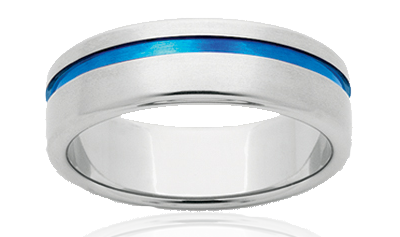 130822 blue titanium gents wedding ring