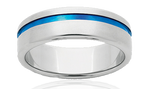 Load image into Gallery viewer, Titanium 7mm Blue Groove Wedder
