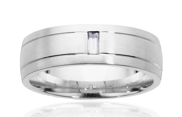 130855 gents white gold baguette diamond wedding ring
