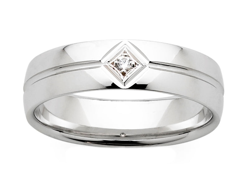 130889 gents white gold diamond wedding band