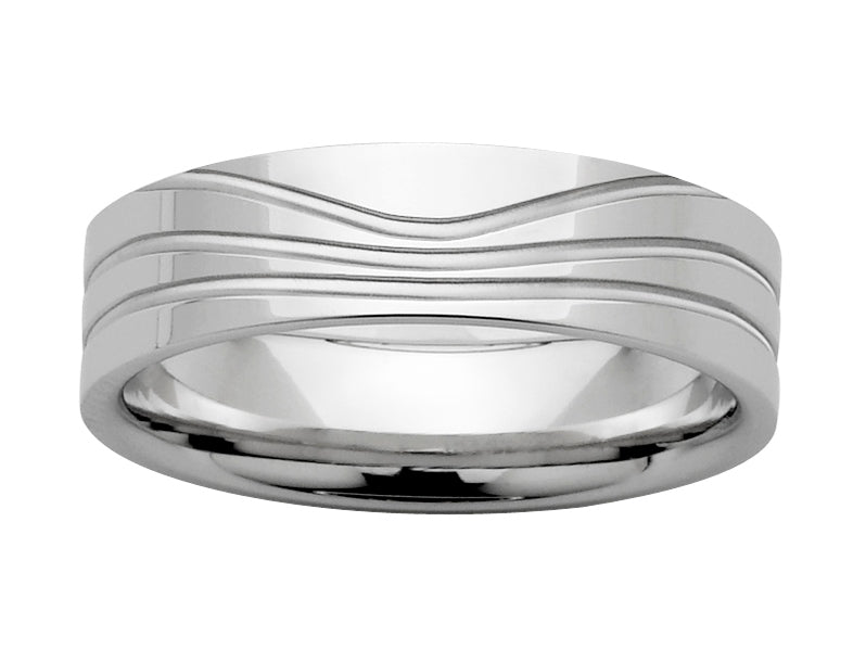 9ct White Gold 6mm Multi Line Wedder