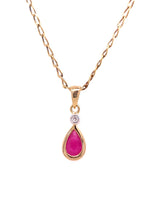 Load image into Gallery viewer, 9ct Ruby Diamond Drop Pendant
