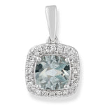 Load image into Gallery viewer, 9ct White Gold Aquamarine Diamond Pendant
