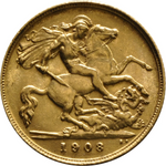 Load image into Gallery viewer, 1908 Half Sovereign Coin
