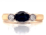 Load image into Gallery viewer, 9ct Sapphire Two Diamond Ring TDW 0.12ct
