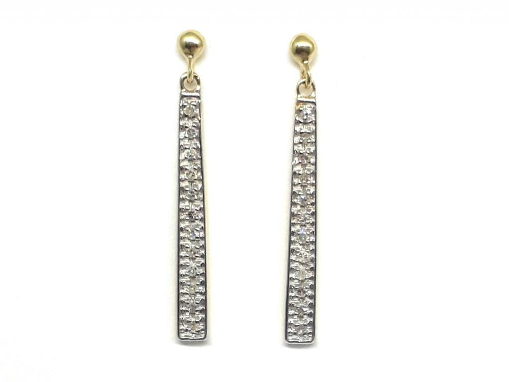 9ct Diamond Long Drop Earrings TDW 0.10ct