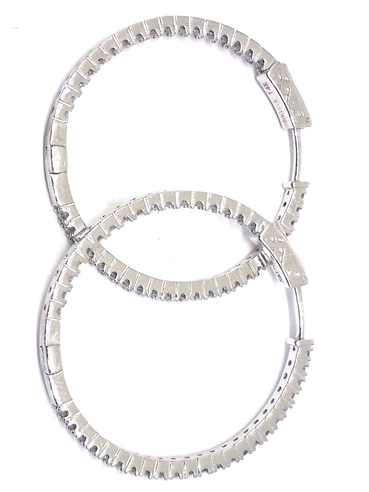 14ct White Gold Diamond Hoop Earrings TDW 1.00ct