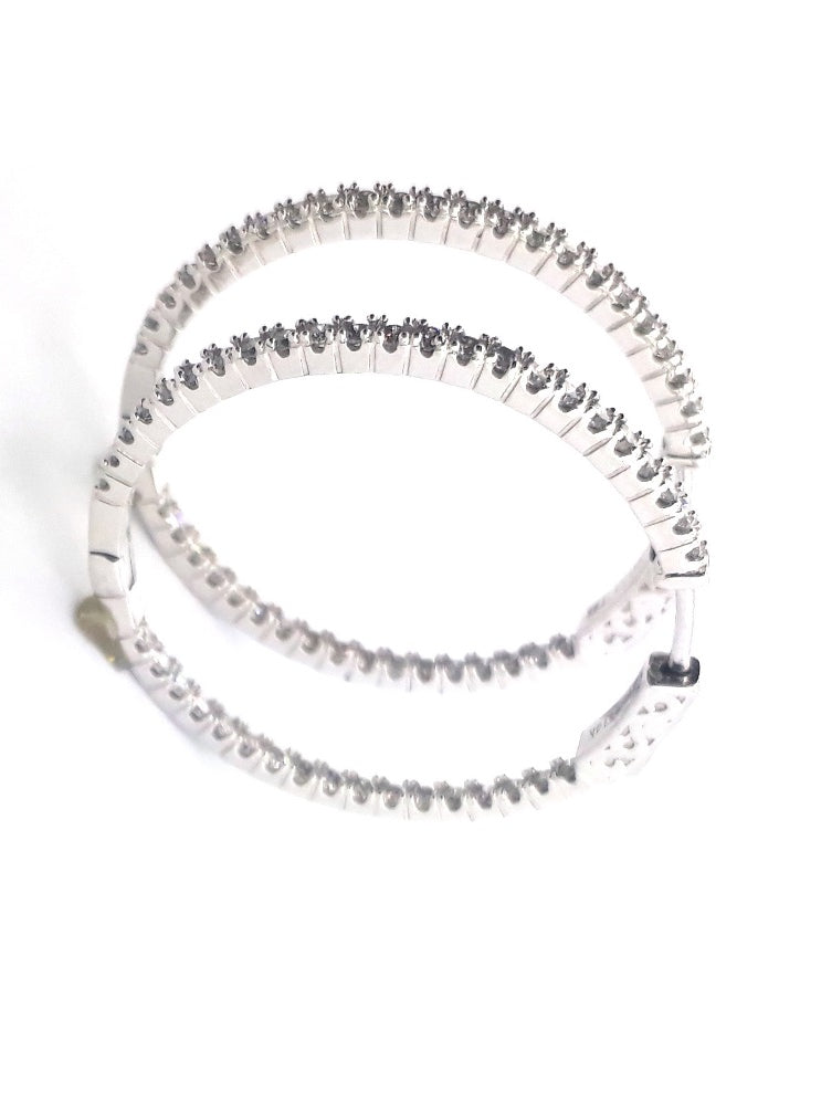 14ct white gold diamond hoop earrings tdw 1