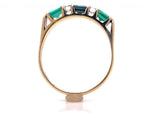 Load image into Gallery viewer, 18ct Sapphire Two Emerald Diamond Ring TDW 0.18ct
